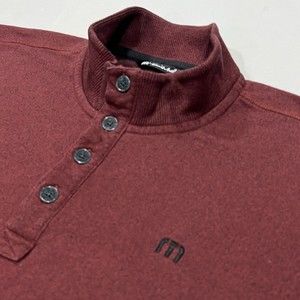 Travis Mathew Mens Long Sleeve 1/4 Button Red Pullover Golf Sweater Size XXL 2XL